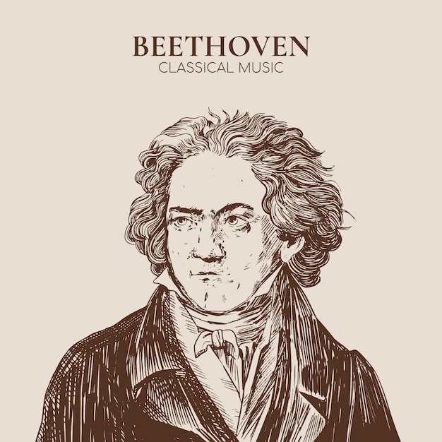 Vector hand drawn beethoven illustration