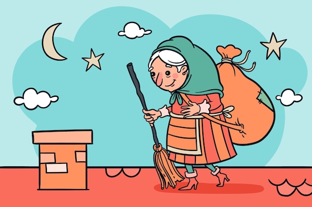 Vector hand drawn befana background