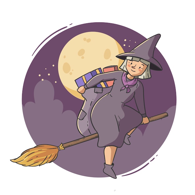 Vector hand drawn befana illustration