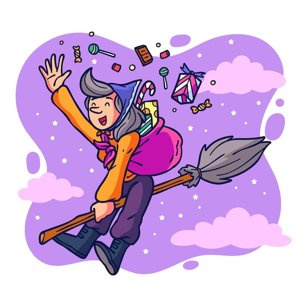 Vector hand drawn befana illustration