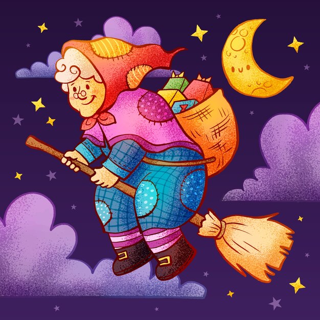 Vector hand drawn befana illustration