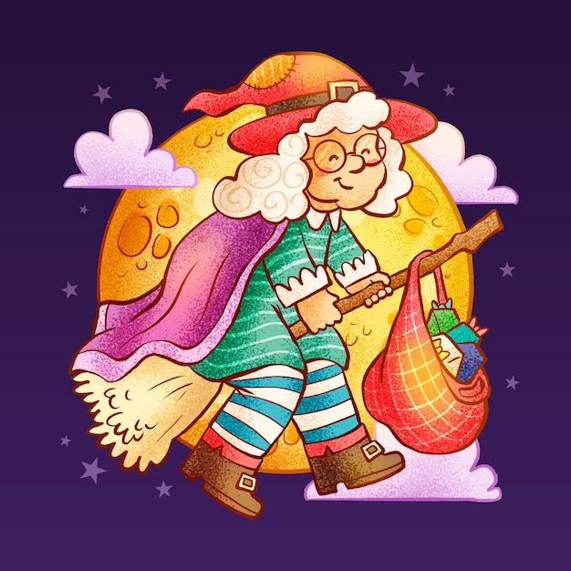 Vector hand drawn befana illustration