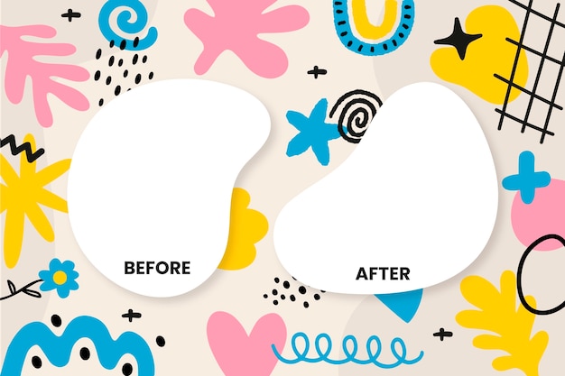 Vector hand drawn before and after wallpaper template