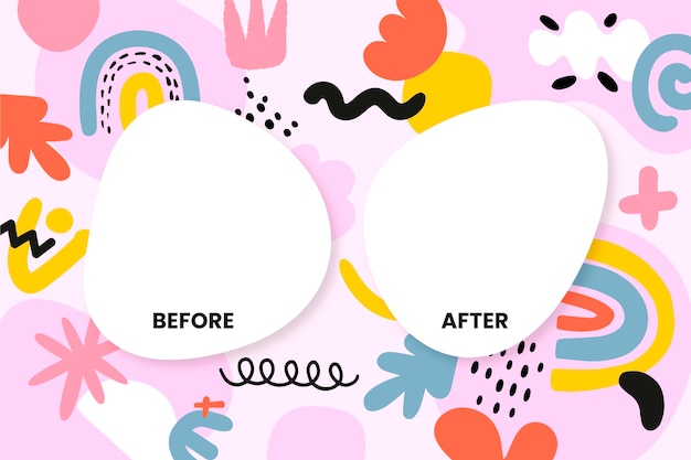 Vector hand drawn before and after wallpaper template