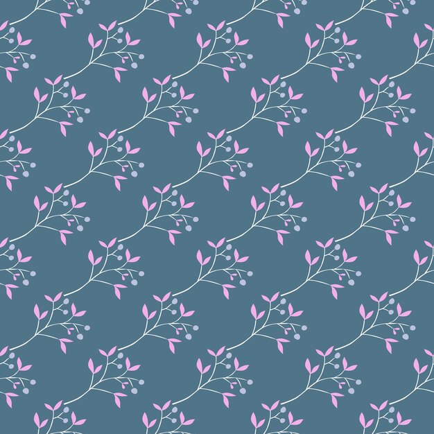 hand drawn berry elements with leaves seamless pattern doodle botanical plants wallpape