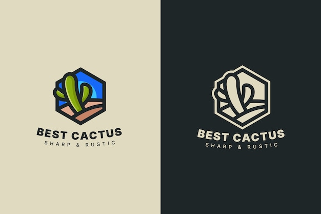 Vettore miglior logo di cactus disegnato a mano