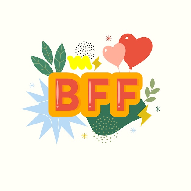 Vector hand drawn bff text illustration