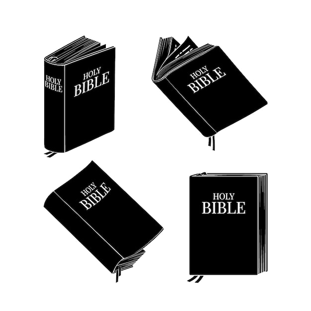 Vector hand drawn bible silhouettes collection