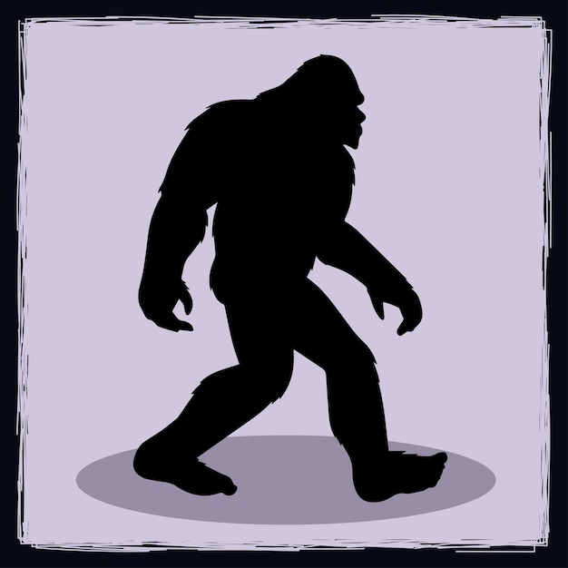 Vector hand drawn bigfoot silhouette illustration