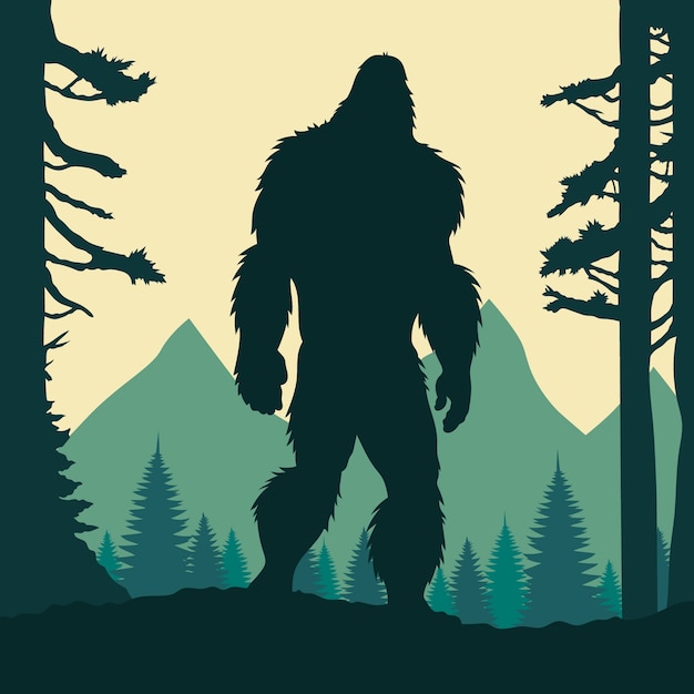 Vector hand drawn bigfoot silhouette