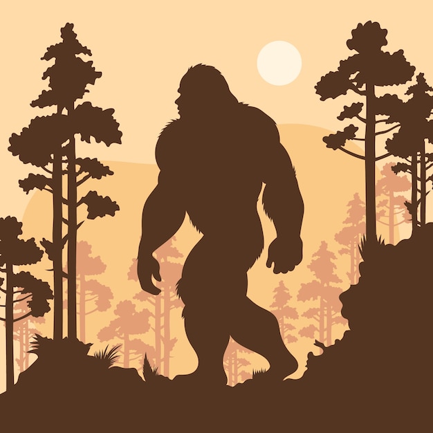 Vector hand drawn bigfoot silhouette