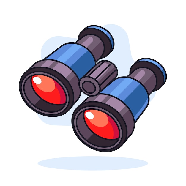 Hand drawn binoculars cartoon illustration