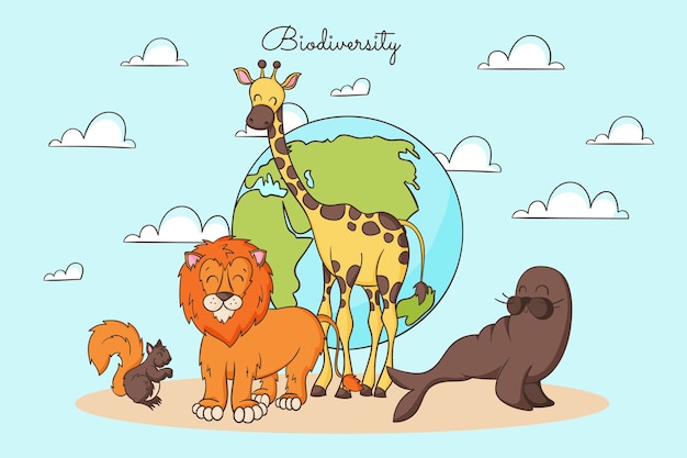 Hand drawn biodiversity illustration