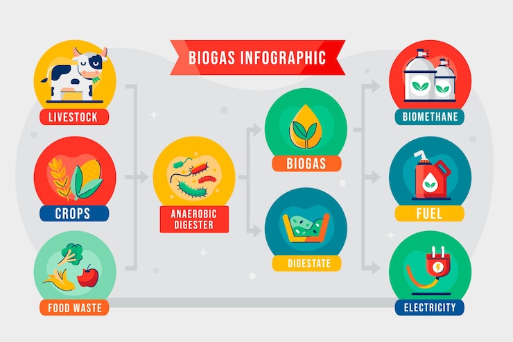 Vector hand drawn biogas infographic design