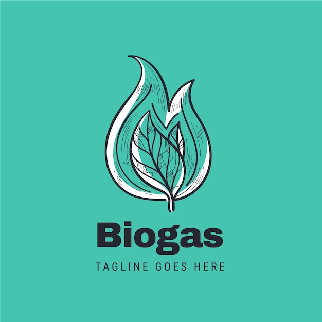 Modello di logo del biogas disegnato a mano