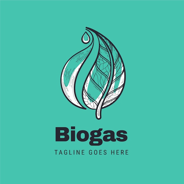 Modello di logo del biogas disegnato a mano