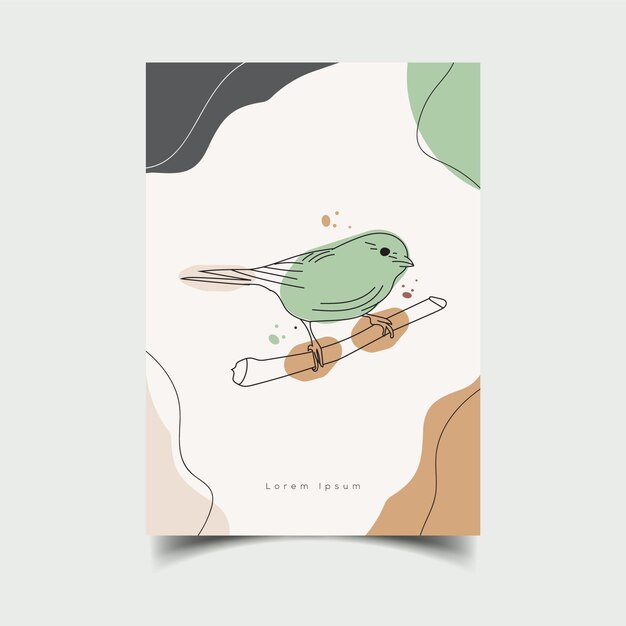 Hand drawn bird line art illustration Vector