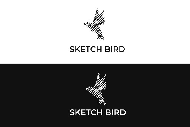 Vector hand drawn bird logo design