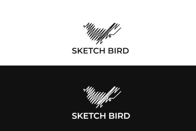 Vector hand drawn bird logo design