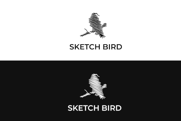 Vector hand drawn bird logo design