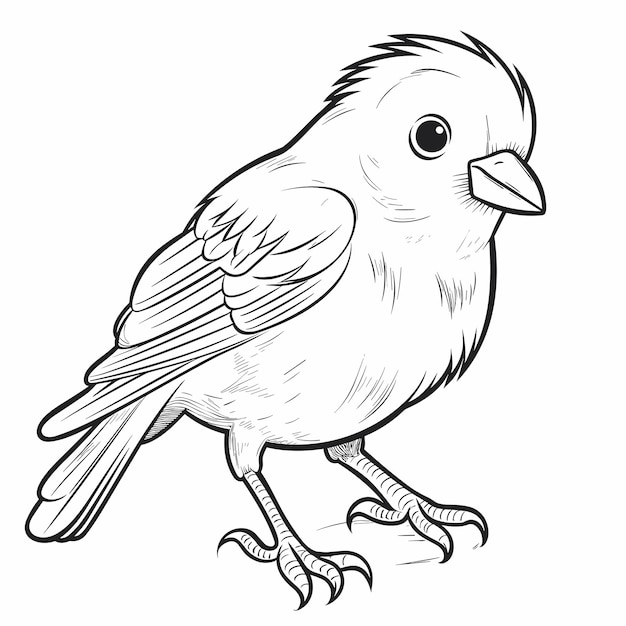 手描きの鳥の概要イラスト子供のためのかわいい鳥の着色ページ白黒