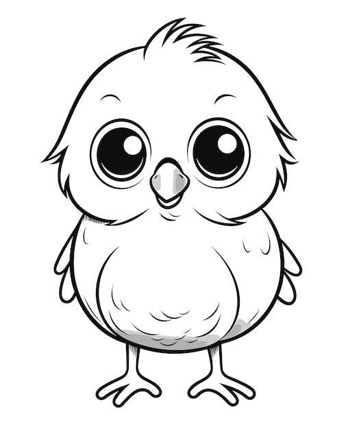 hand drawn bird outline illustration Cute Bird for kids coloring page Black and white