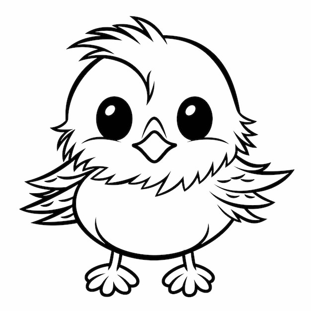 hand drawn bird outline illustration Cute Bird for kids coloring page Black and white