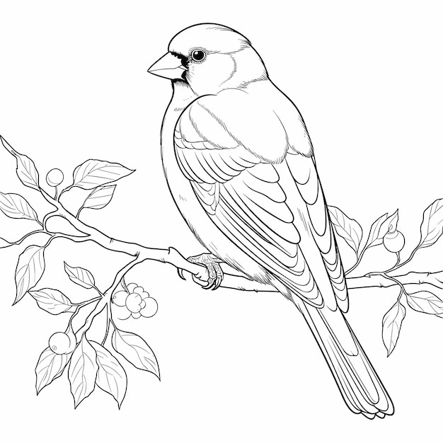 hand drawn bird outline illustration Cute Bird for kids coloring page Black and white