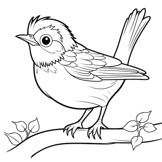 hand drawn bird outline illustration Cute Bird for kids coloring page Black and white