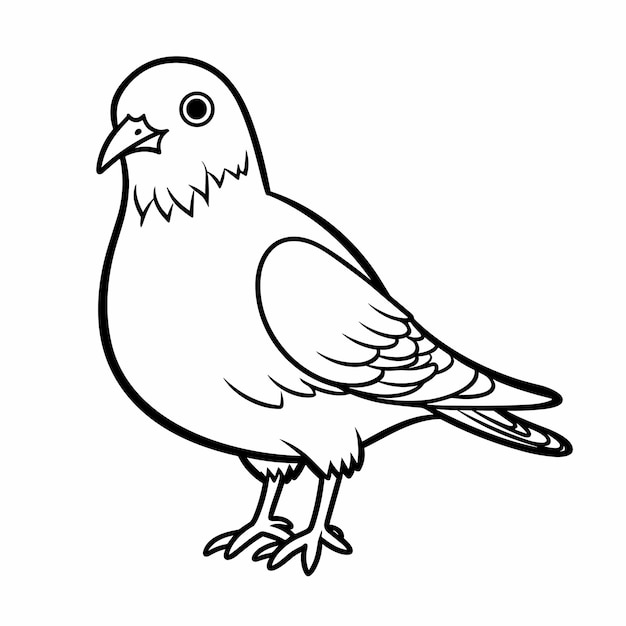 手描きの鳥の概要イラスト子供のためのかわいい鳥の着色ページ白黒