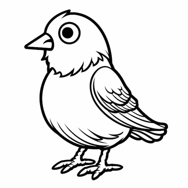 手描きの鳥の概要イラスト子供のためのかわいい鳥の着色ページ白黒