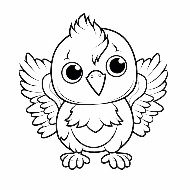 hand drawn bird outline illustration Cute Bird for kids coloring page Black and white