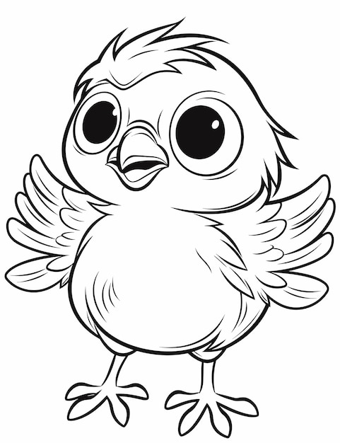 hand drawn bird outline illustration Cute Bird for kids coloring page Black and white