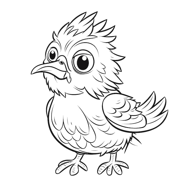 hand drawn bird outline illustration Cute Bird for kids coloring page Black and white