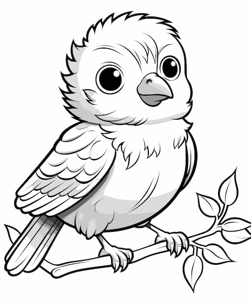 hand drawn bird outline illustration Premium vector Cute Bird for kids coloring page