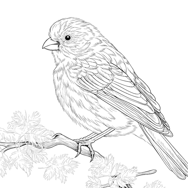 hand drawn bird outline illustration Premium vector Cute Bird for kids coloring page