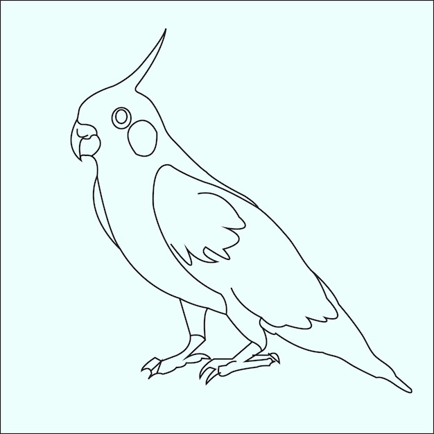 Illustrazione del contorno dell'uccello disegnata a mano