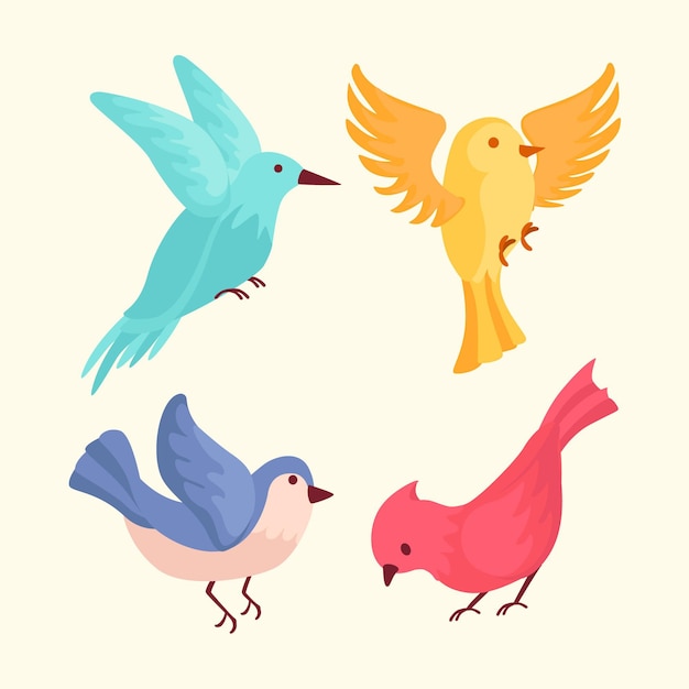 Vector hand drawn bird set