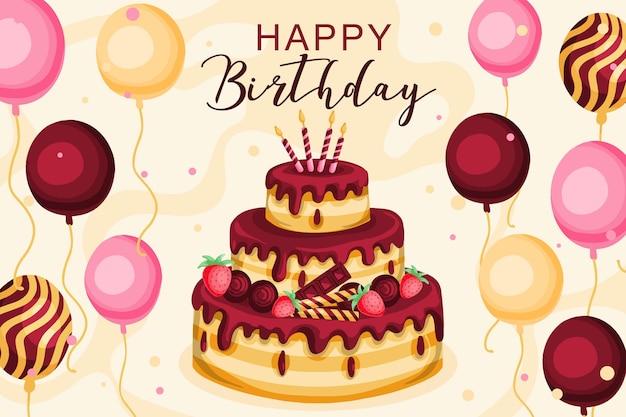 Vector hand drawn birthday background