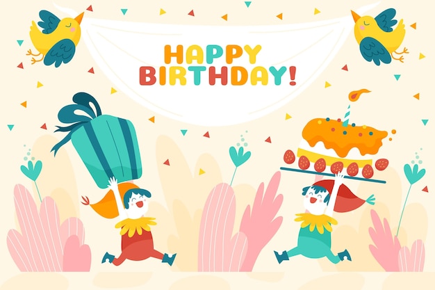 Vector hand drawn birthday background