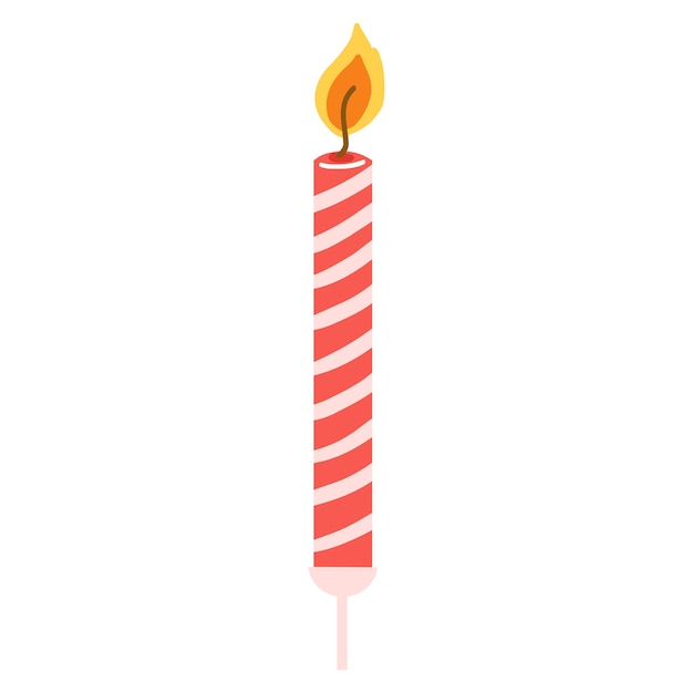 불타는 불꽃 손으로 그린 생일 케이크 촛불 만화 플랫 스타일의 벡터 디자인 요소