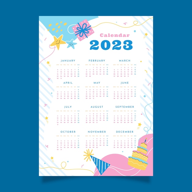 Vector hand drawn birthday calendar template