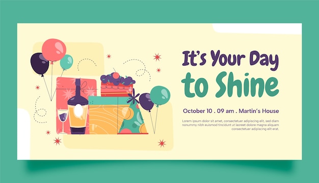 Hand drawn birthday celebration horizontal banner