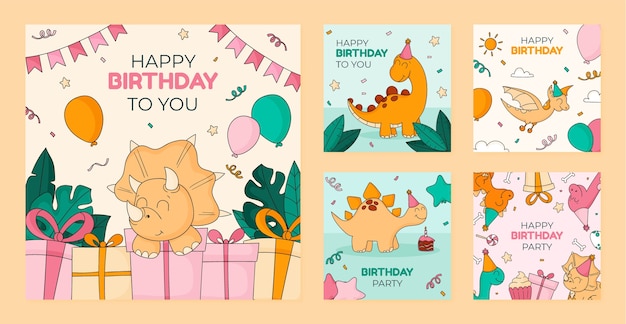 Hand drawn birthday celebration instagram posts