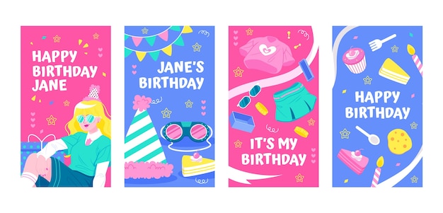 Hand drawn birthday celebration instagram stories