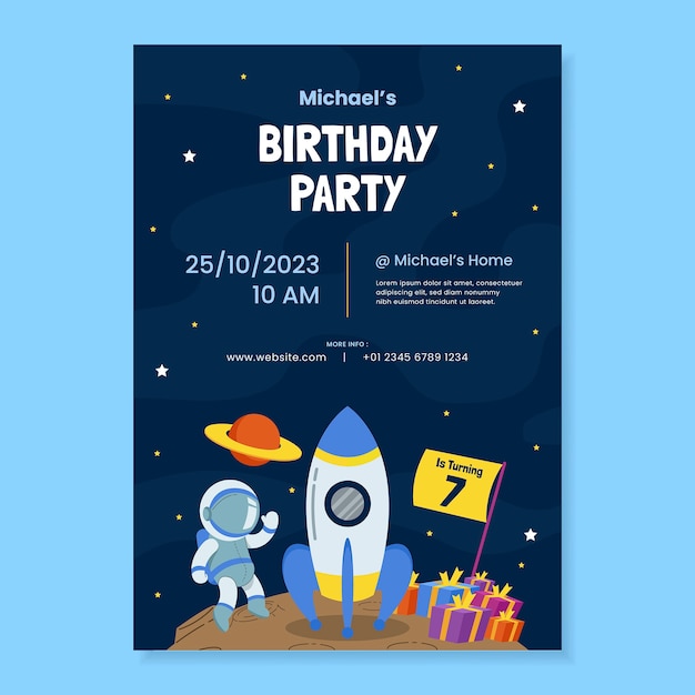 Vector hand drawn birthday celebration poster template