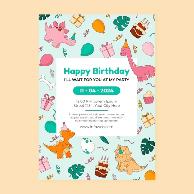 Vector hand drawn birthday celebration poster