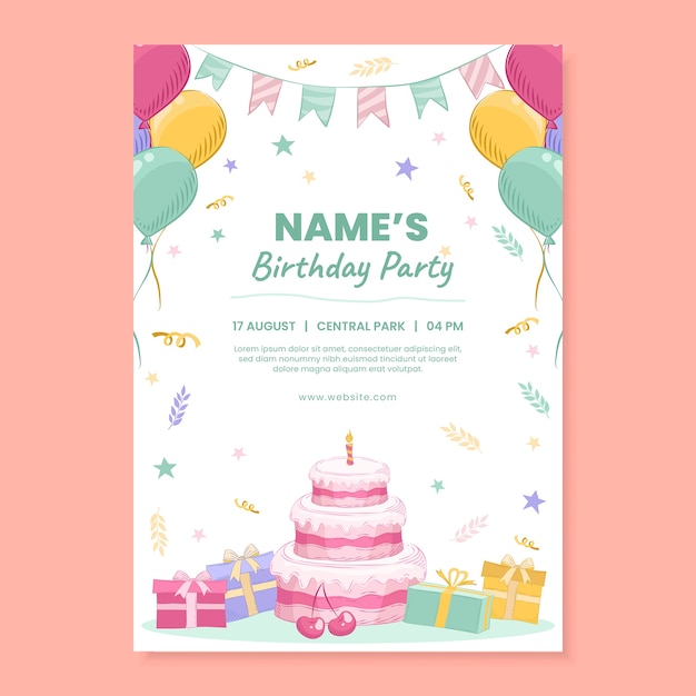 Vector hand drawn birthday celebration poster