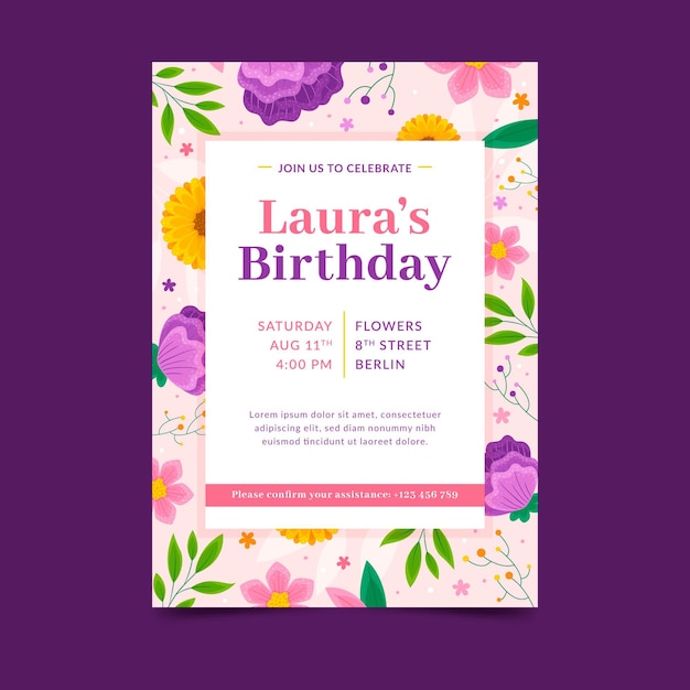 Hand drawn birthday invitation template