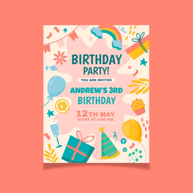 Hand drawn birthday invitation template